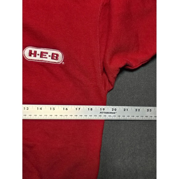 HEB‎ Crewneck Sweatshirt Pullover Red Embroidered Logo Small Unisex - Picture 5 of 6